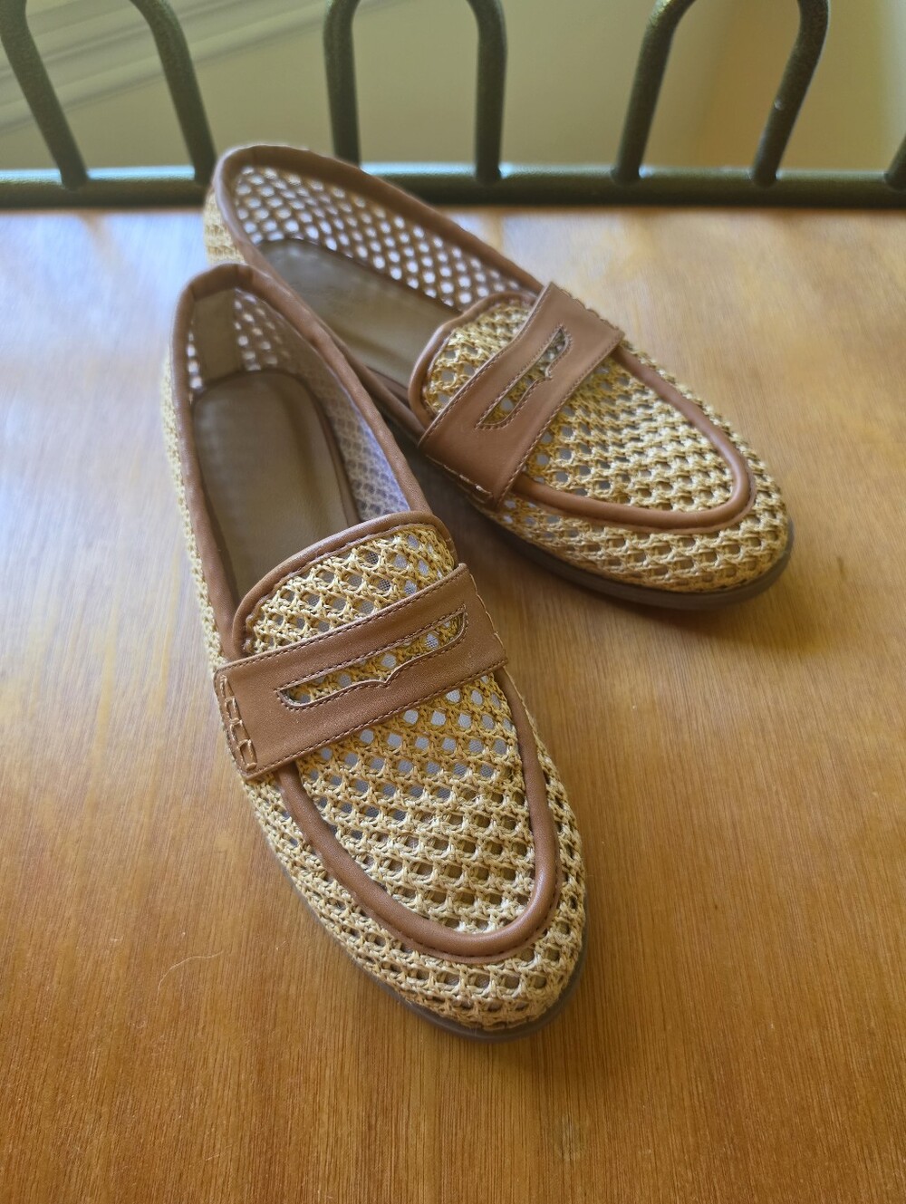 Braided Raffia Loafers in Natural Tan